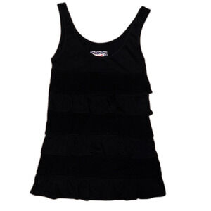 TOMMY GIRL Black Ruffle Tank Top MEDIUM